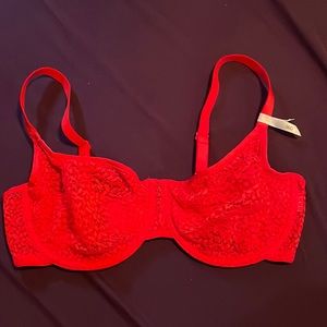 DKNY red lace bra 36D